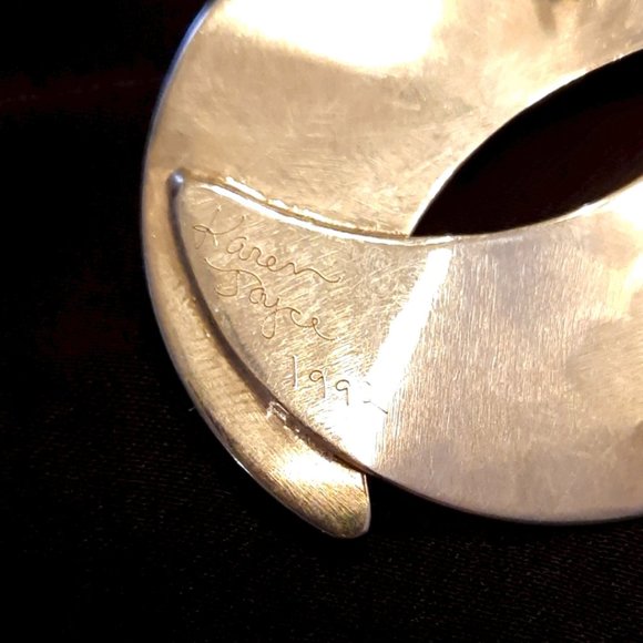 Karen Joyce silver/onyx earrings and pin set - Picture 3 of 3